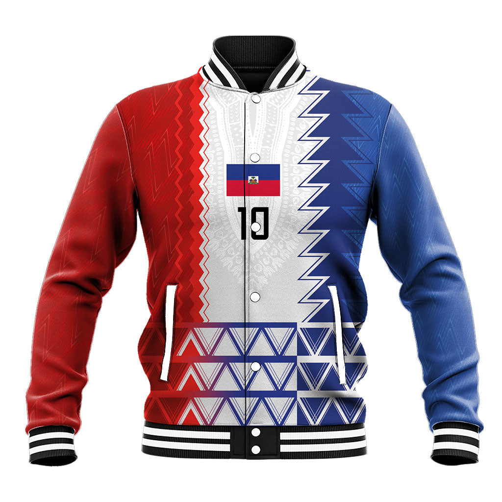Haiti Football Custom Baseball Jacket Tribal African Abstract Graphic