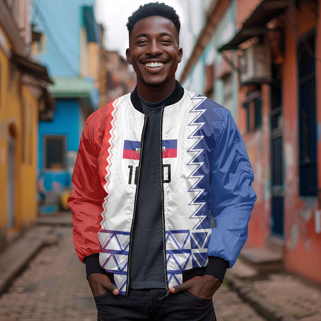 Haiti Football Custom Bomber Jacket Tribal African Abstract Graphic