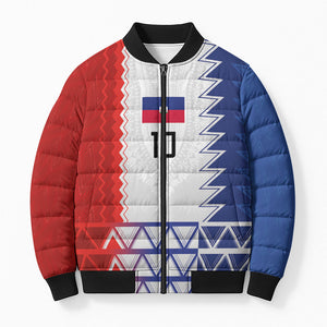 Haiti Football Custom Bomber Puffer Jacket Tribal African Abstract Graphic