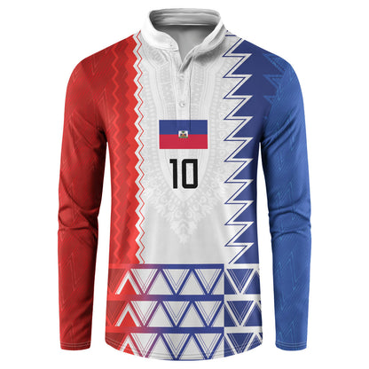 Haiti Football Custom Button Sweatshirt Tribal African Abstract Graphic