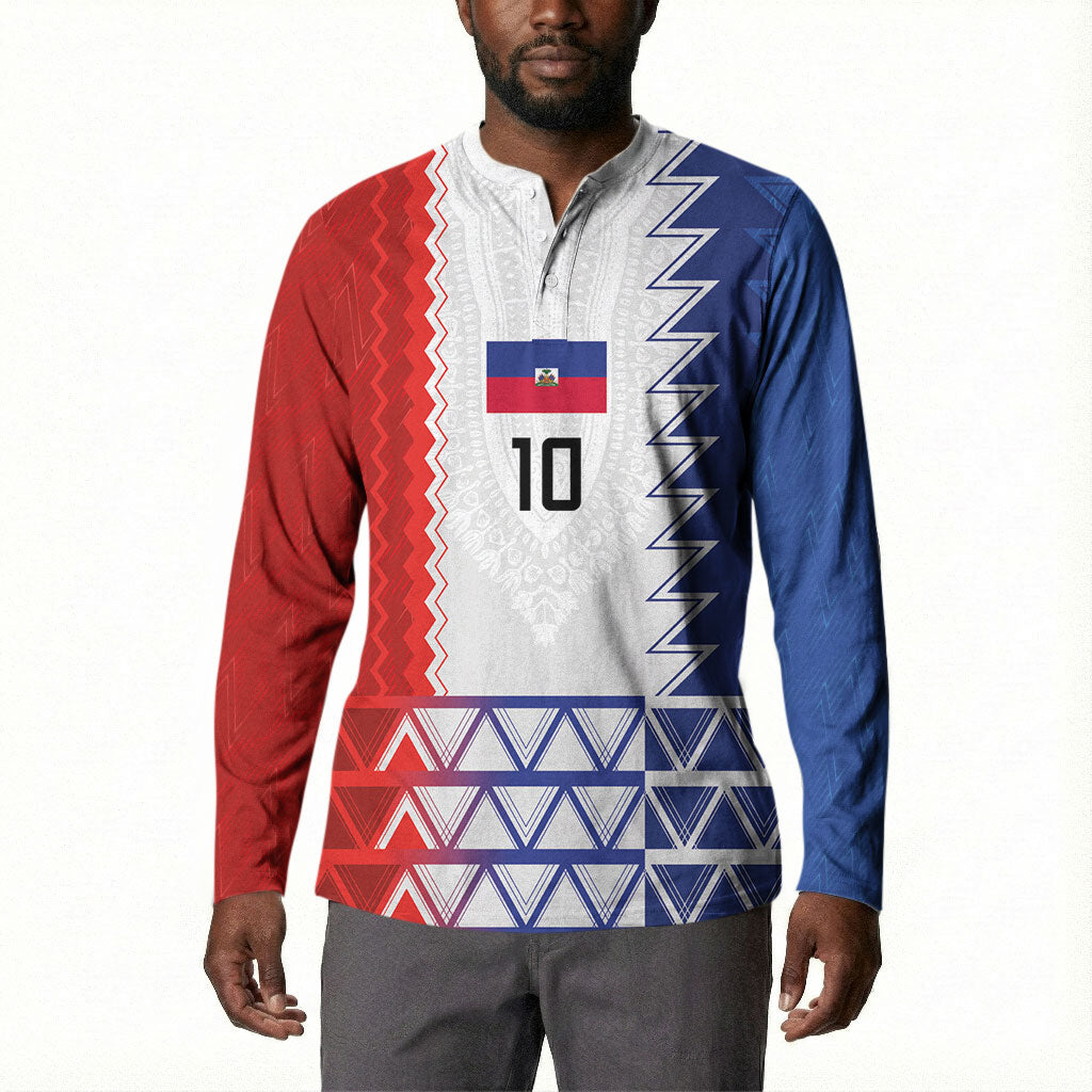 Haiti Football Custom Button Sweatshirt Tribal African Abstract Graphic
