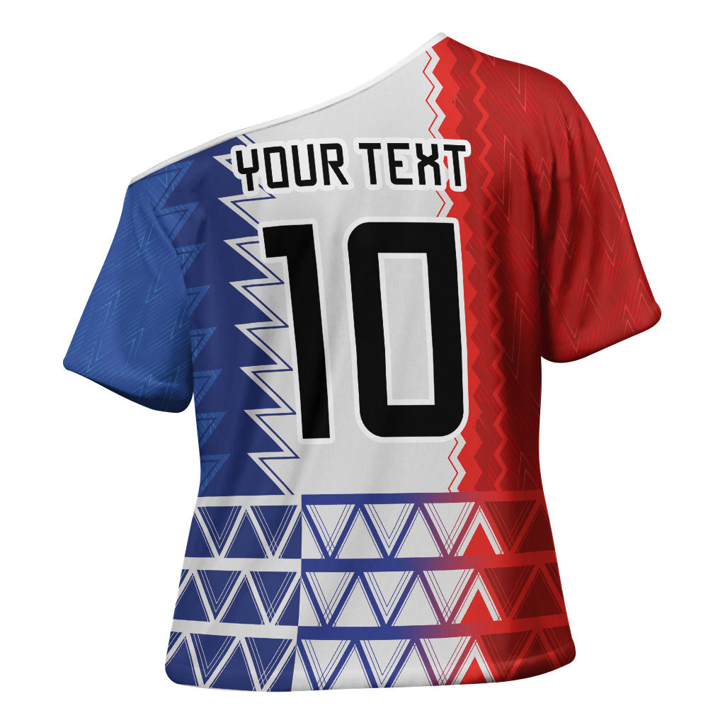 Haiti Football Custom Cross Shoulder Shirt Tribal African Abstract Graphic