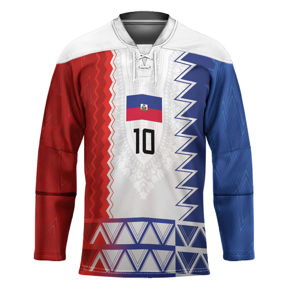 Haiti Football Custom Hockey Jersey Tribal African Abstract Graphic