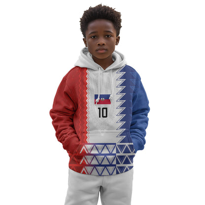 Haiti Football Custom Kid Hoodie Tribal African Abstract Graphic