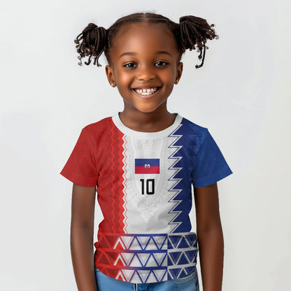 Haiti Football Custom Kid T shirt Tribal African Abstract Graphic
