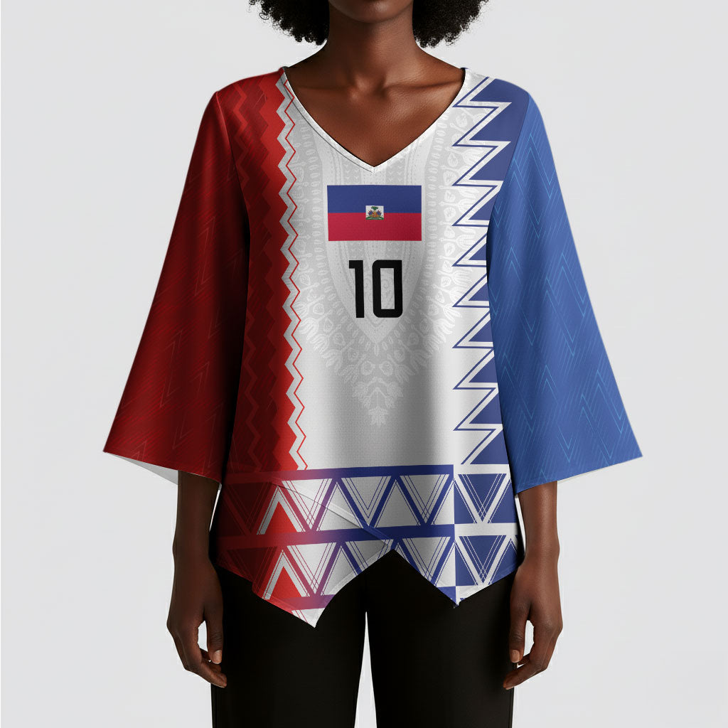 Haiti Football Custom Kimono Sleeve Blouse Tribal African Abstract Graphic
