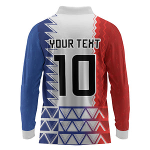 Haiti Football Custom Long Sleeve Polo Shirt Tribal African Abstract Graphic