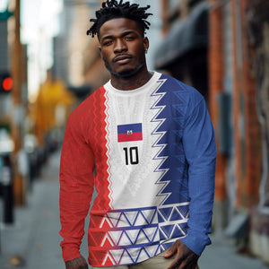 Haiti Football Custom Long Sleeve Shirt Tribal African Abstract Graphic