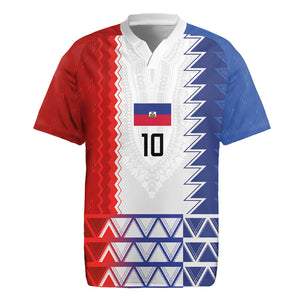 Haiti Football Custom Rugby Jersey Tribal African Abstract Graphic