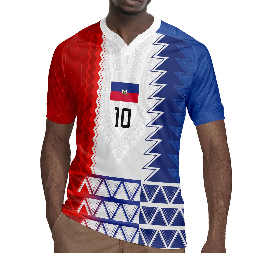 Haiti Football Custom Rugby Jersey Tribal African Abstract Graphic