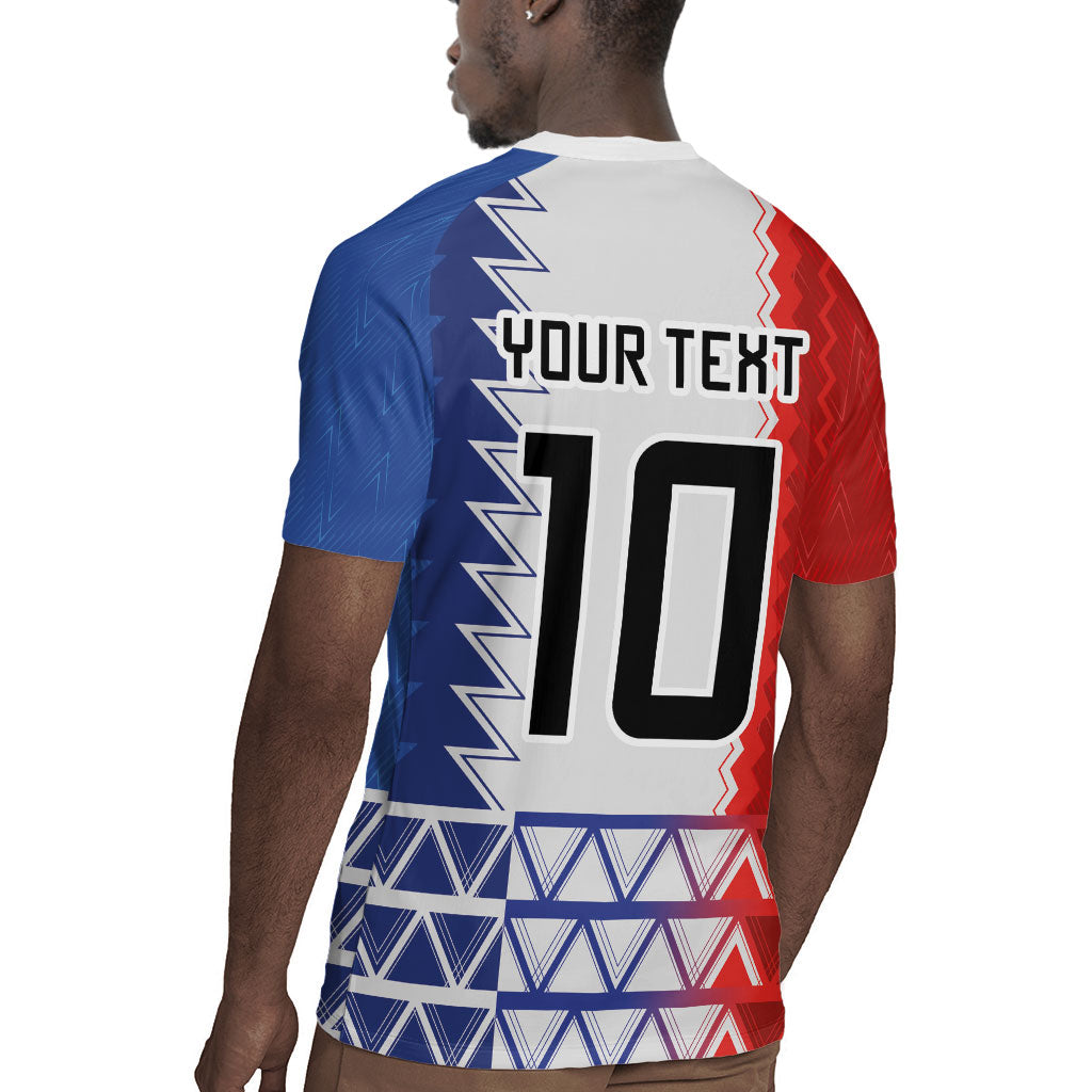 Haiti Football Custom Rugby Jersey Tribal African Abstract Graphic