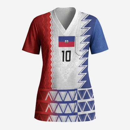 Haiti Football Custom Scrub Top Tribal African Abstract Graphic