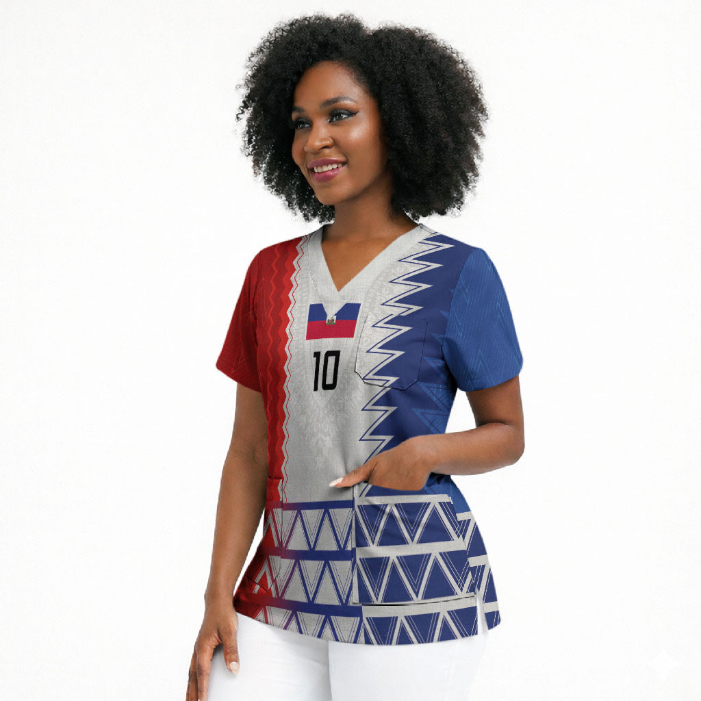 Haiti Football Custom Scrub Top Tribal African Abstract Graphic