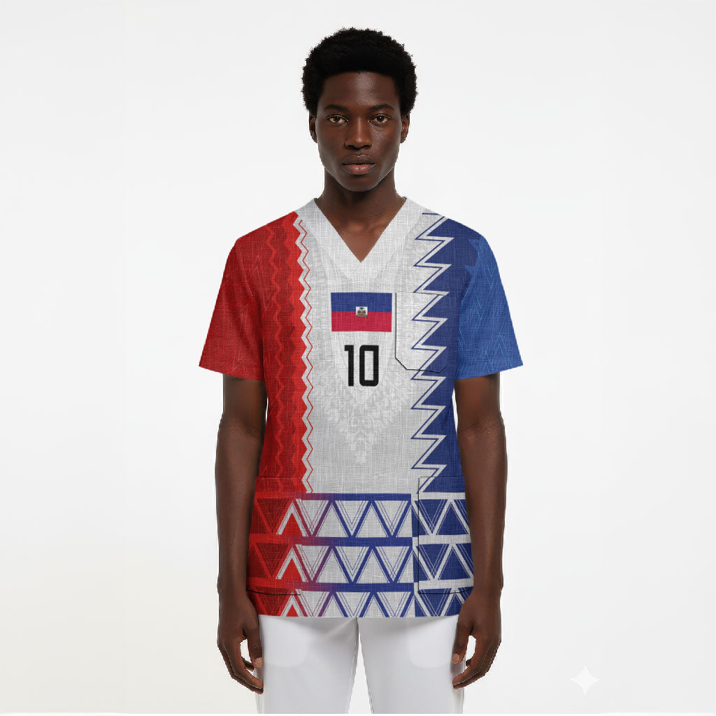 Haiti Football Custom Scrub Top Tribal African Abstract Graphic