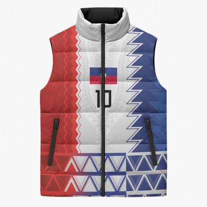 Haiti Football Custom Sleeveless Puffer Jacket Tribal African Abstract Graphic