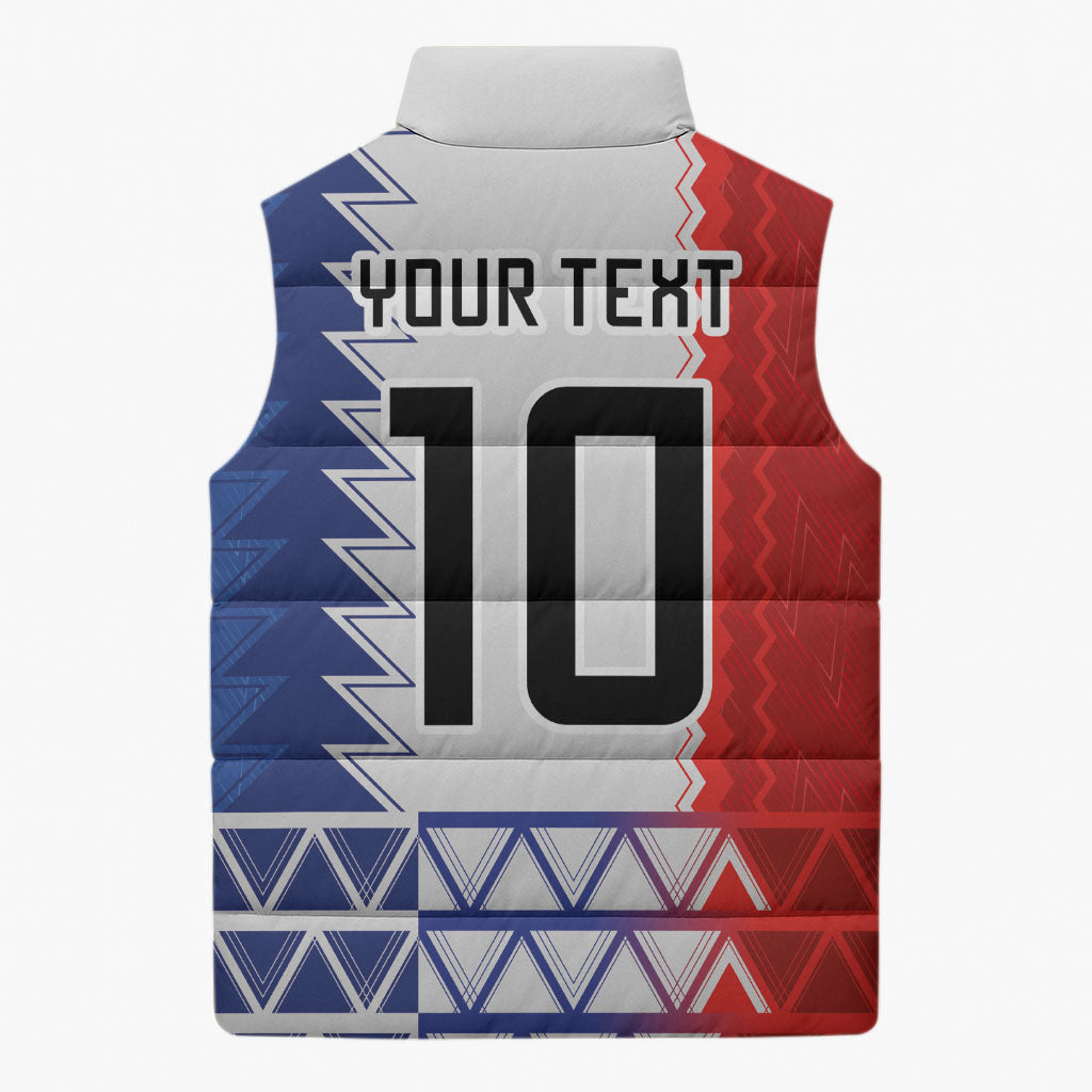 Haiti Football Custom Sleeveless Puffer Jacket Tribal African Abstract Graphic
