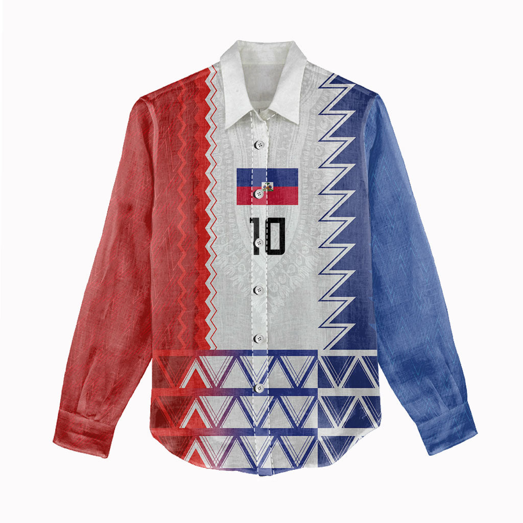 Haiti Football Custom Women Casual Shirt Tribal African Abstract Graphic