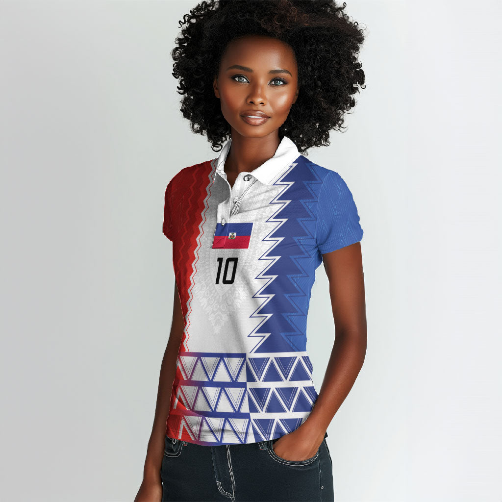 Haiti Football Custom Women Polo Shirt Tribal African Abstract Graphic