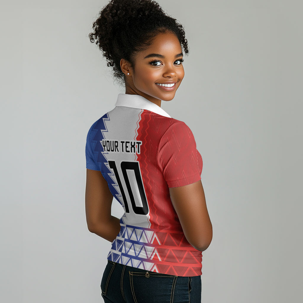 Haiti Football Custom Women Polo Shirt Tribal African Abstract Graphic