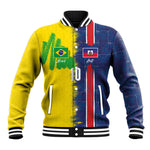 Haiti and Brazil Football Custom Baseball Jacket Splash Half Split