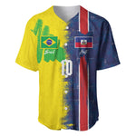 Haiti and Brazil Football Custom Baseball Jersey Splash Half Split