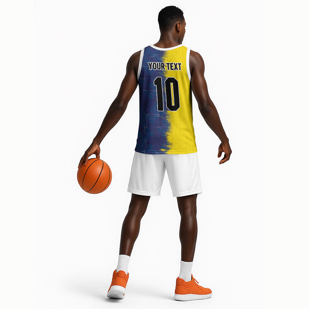 Haiti and Brazil Football Custom Basketball Jersey Splash Half Split