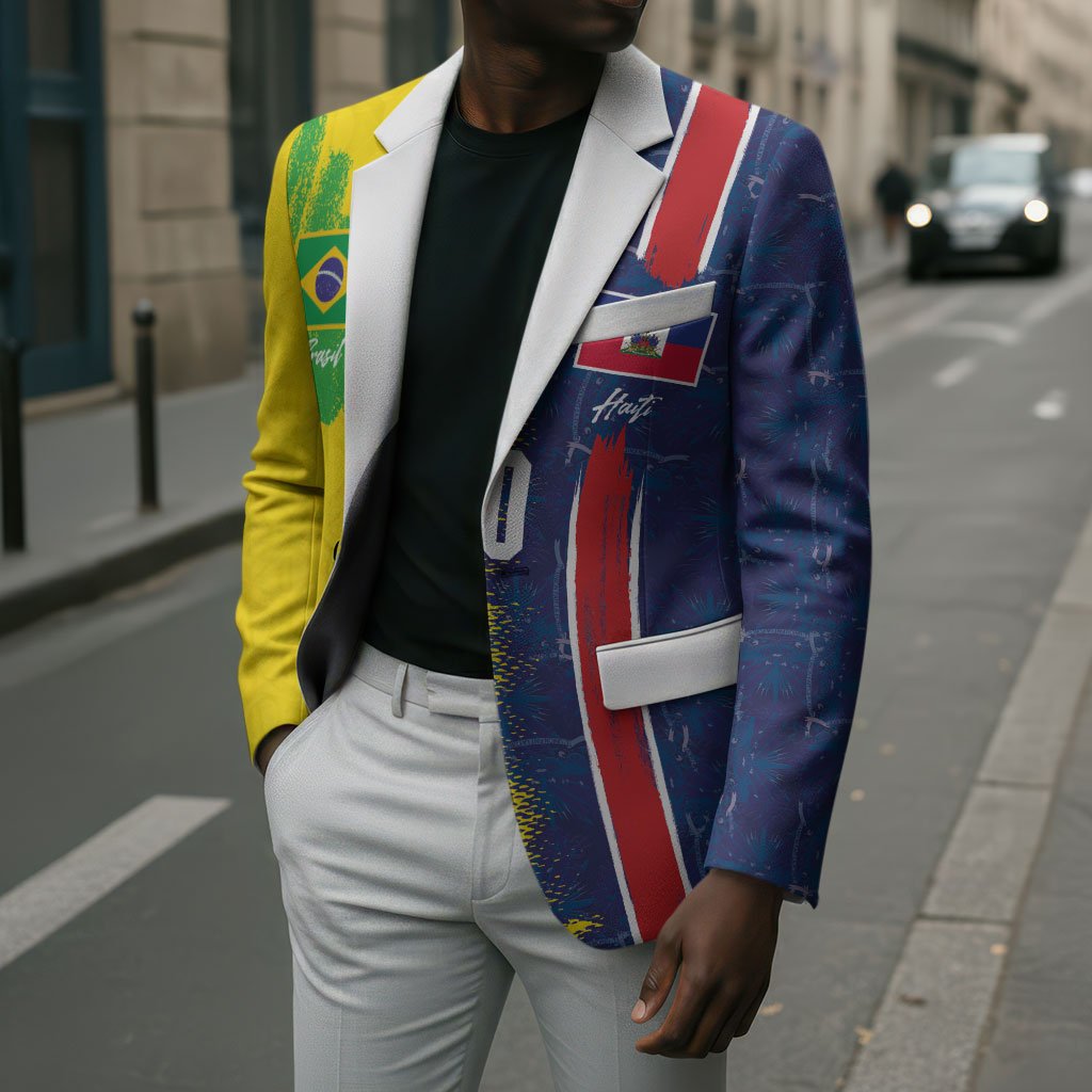 Haiti and Brazil Football Custom Blazer Splash Half Split