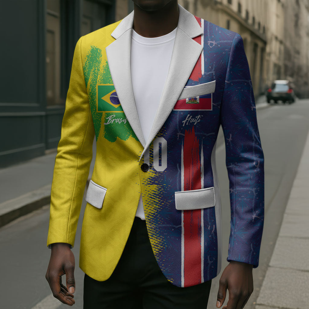 Haiti and Brazil Football Custom Blazer Splash Half Split