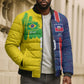 Haiti and Brazil Football Custom Bomber Puffer Jacket Splash Half Split
