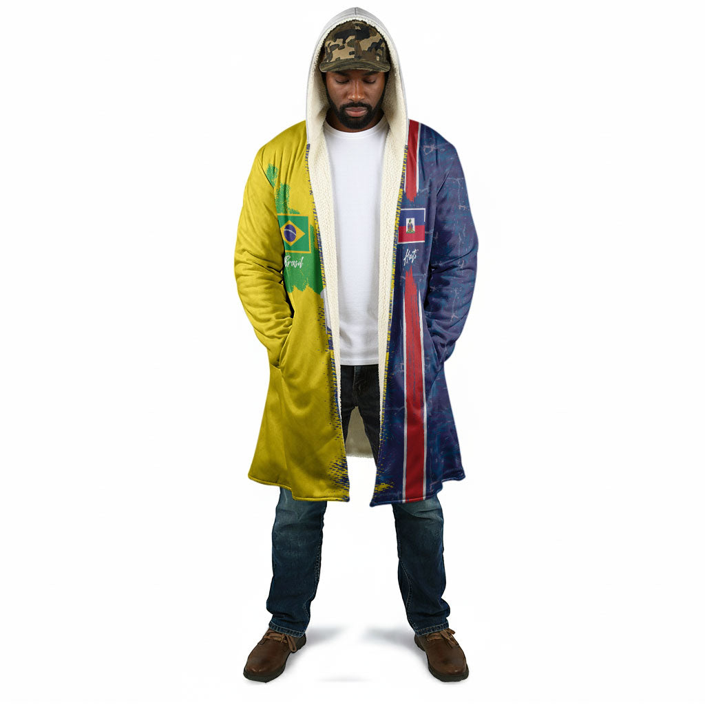 Haiti and Brazil Football Custom Cloak Splash Half Split
