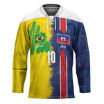 Haiti and Brazil Football Custom Hockey Jersey Splash Half Split