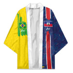Haiti and Brazil Football Custom Kimono Splash Half Split