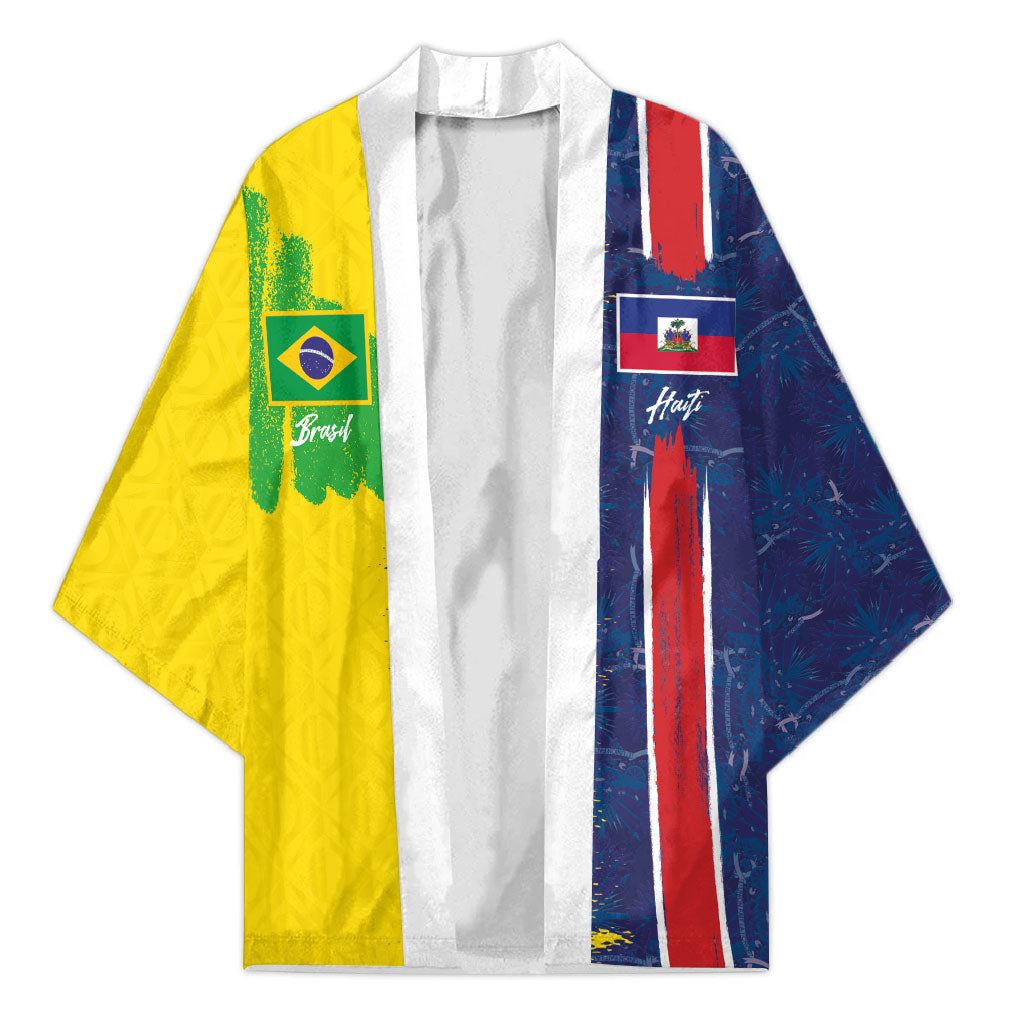 Haiti and Brazil Football Custom Kimono Splash Half Split