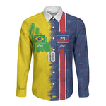 Haiti and Brazil Football Custom Long Sleeve Button Shirt Splash Half Split
