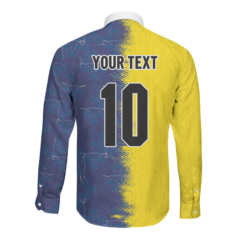 Haiti and Brazil Football Custom Long Sleeve Button Shirt Splash Half Split