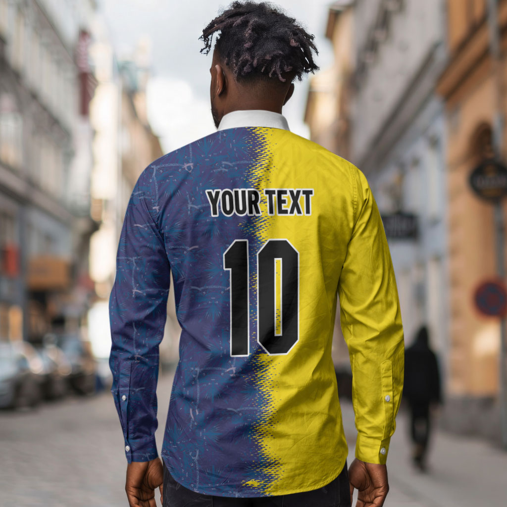 Haiti and Brazil Football Custom Long Sleeve Button Shirt Splash Half Split