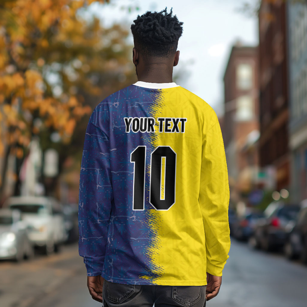 Haiti and Brazil Football Custom Long Sleeve Shirt Splash Half Split