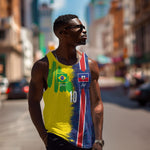 Haiti and Brazil Football Custom Men Tank Top Splash Half Split