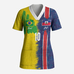 Haiti and Brazil Football Custom Scrub Top Splash Half Split