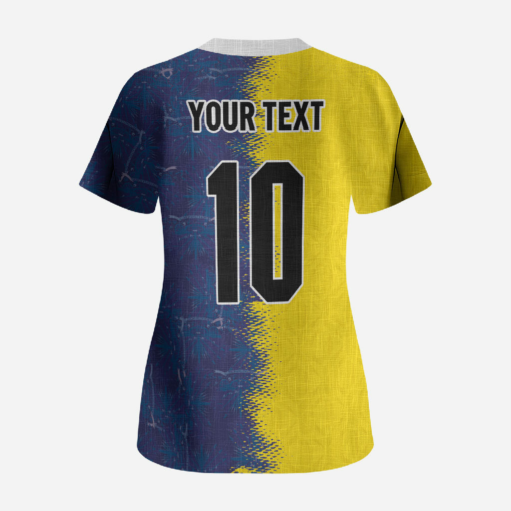 Haiti and Brazil Football Custom Scrub Top Splash Half Split