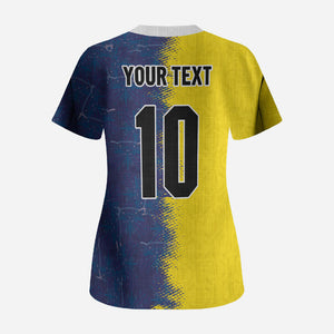 Haiti and Brazil Football Custom Scrub Top Splash Half Split