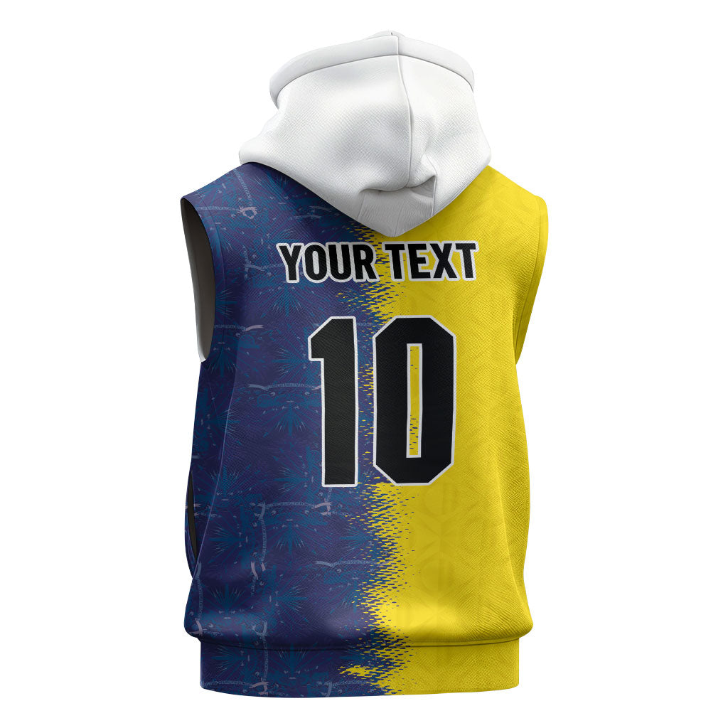 Haiti and Brazil Football Custom Sleeveless Hoodie Splash Half Split