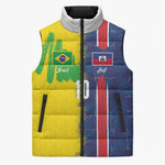 Haiti and Brazil Football Custom Sleeveless Puffer Jacket Splash Half Split