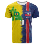 Haiti and Brazil Football Custom T shirt Splash Half Split