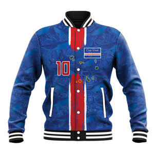 Cabo Verde Custom Baseball Jacket Paint Brush Stroke Shark Pattern Map Design