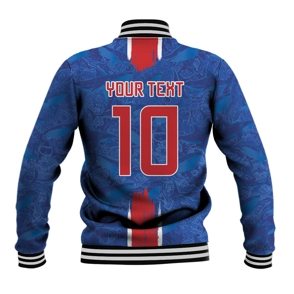 Cabo Verde Custom Baseball Jacket Paint Brush Stroke Shark Pattern Map Design