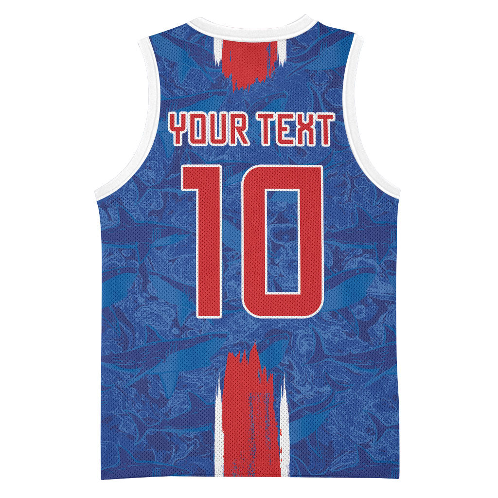 Cabo Verde Custom Basketball Jersey Paint Brush Stroke Shark Pattern Map Design