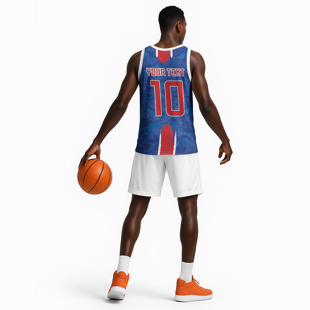 Cabo Verde Custom Basketball Jersey Paint Brush Stroke Shark Pattern Map Design