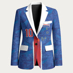 Cabo Verde Custom Blazer Paint Brush Stroke Shark Pattern Map Design