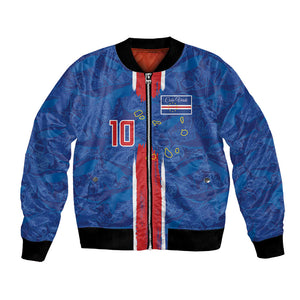 Cabo Verde Custom Bomber Jacket Paint Brush Stroke Shark Pattern Map Design